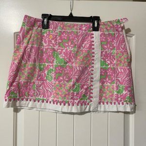 Lilly Pulitzer Pink, Green & White Sealife Patch print vintage skort - Size 10